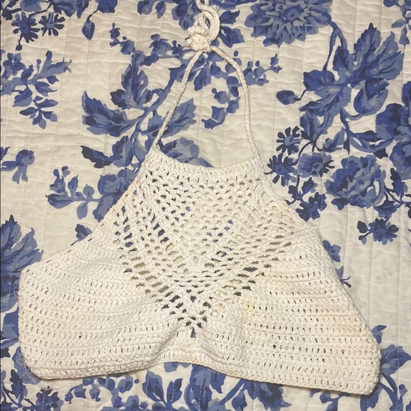 Cream Crochet Halter Top - Picture 1 of 4